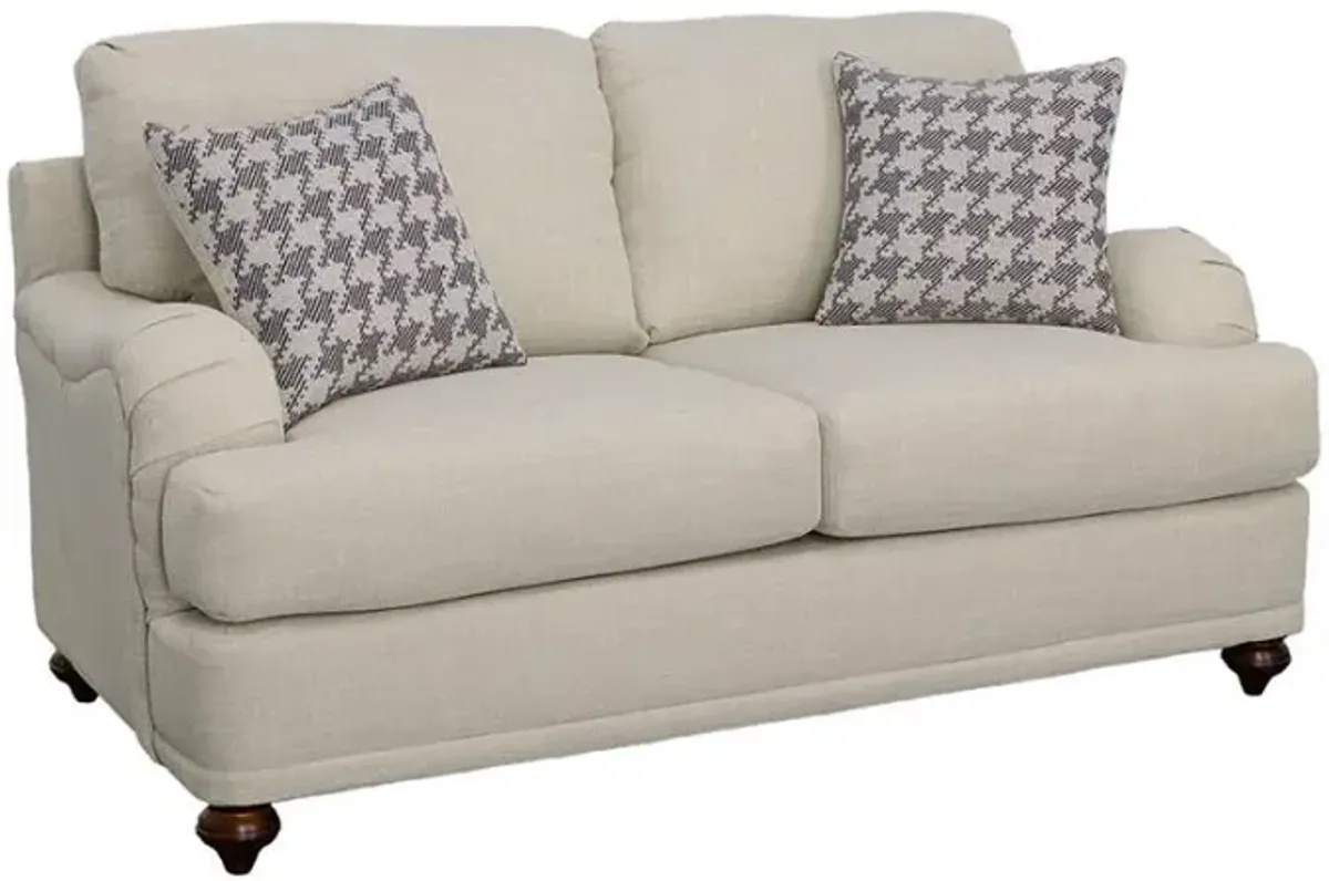 Glenn - Upholstered English Arm Loveseat - Light Gray And Blue