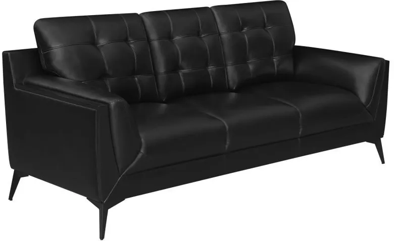 Moira Upholstered Tufted Sofa With Track Arms Black