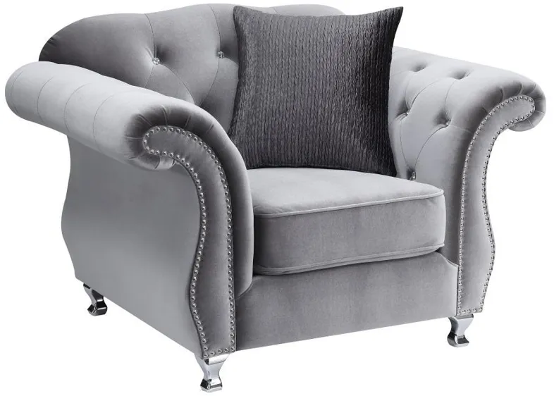 Frostine - Button Tufted Chair - Silver