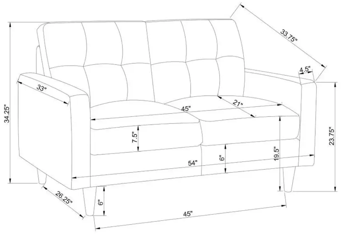 Watsonville - Upholstered Track Arm Tufted Loveseat - Gray