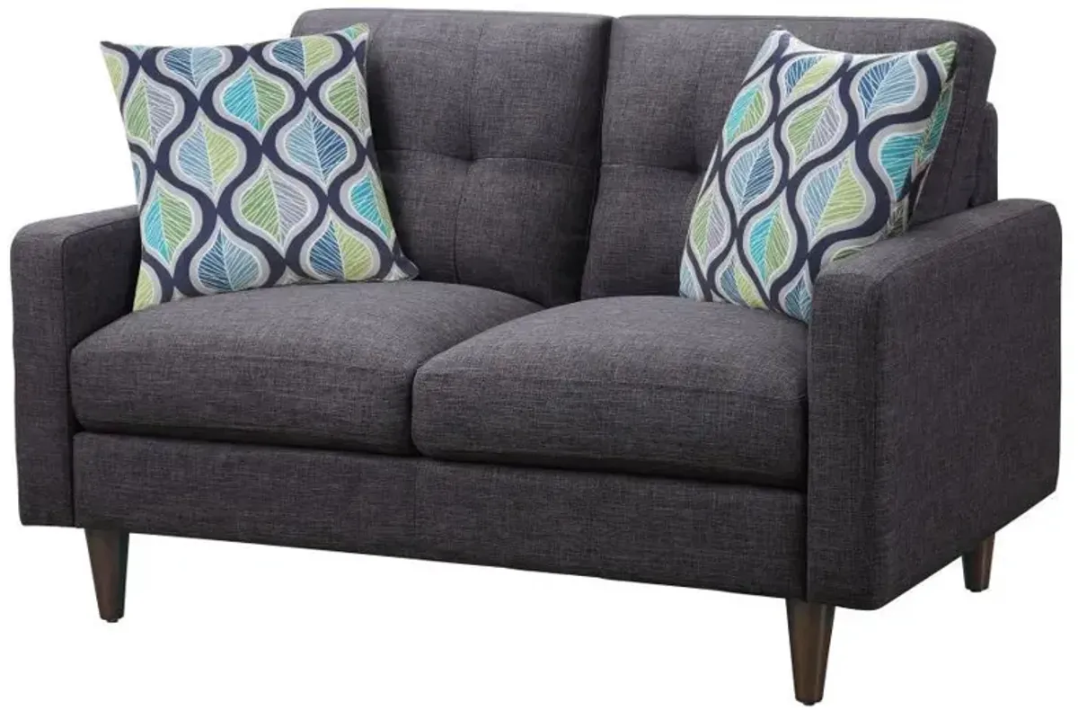 Watsonville - Upholstered Track Arm Tufted Loveseat - Gray