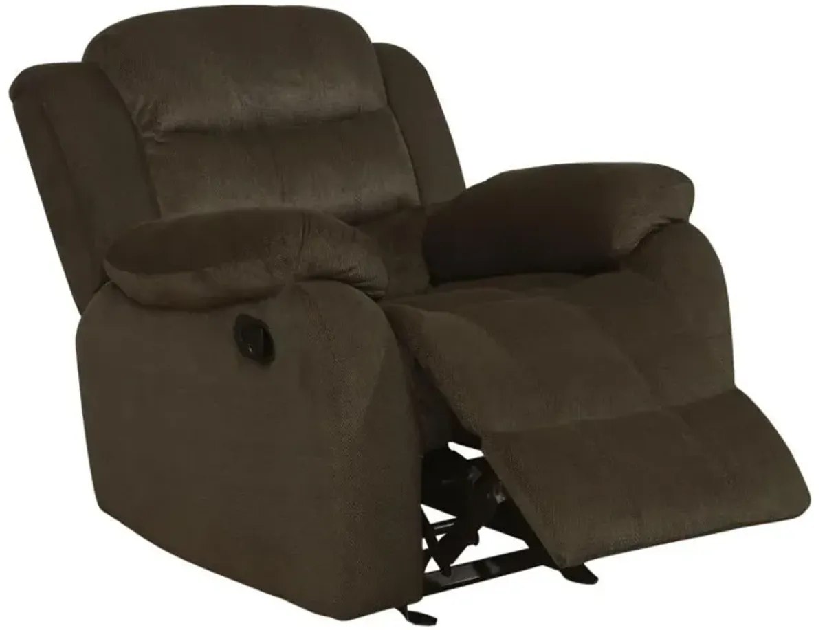 Rodman - Upholstered Padded Arm Glider Recliner - Olive Brown