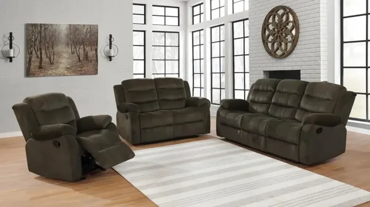 Rodman - Upholstered Padded Arm Glider Recliner - Olive Brown