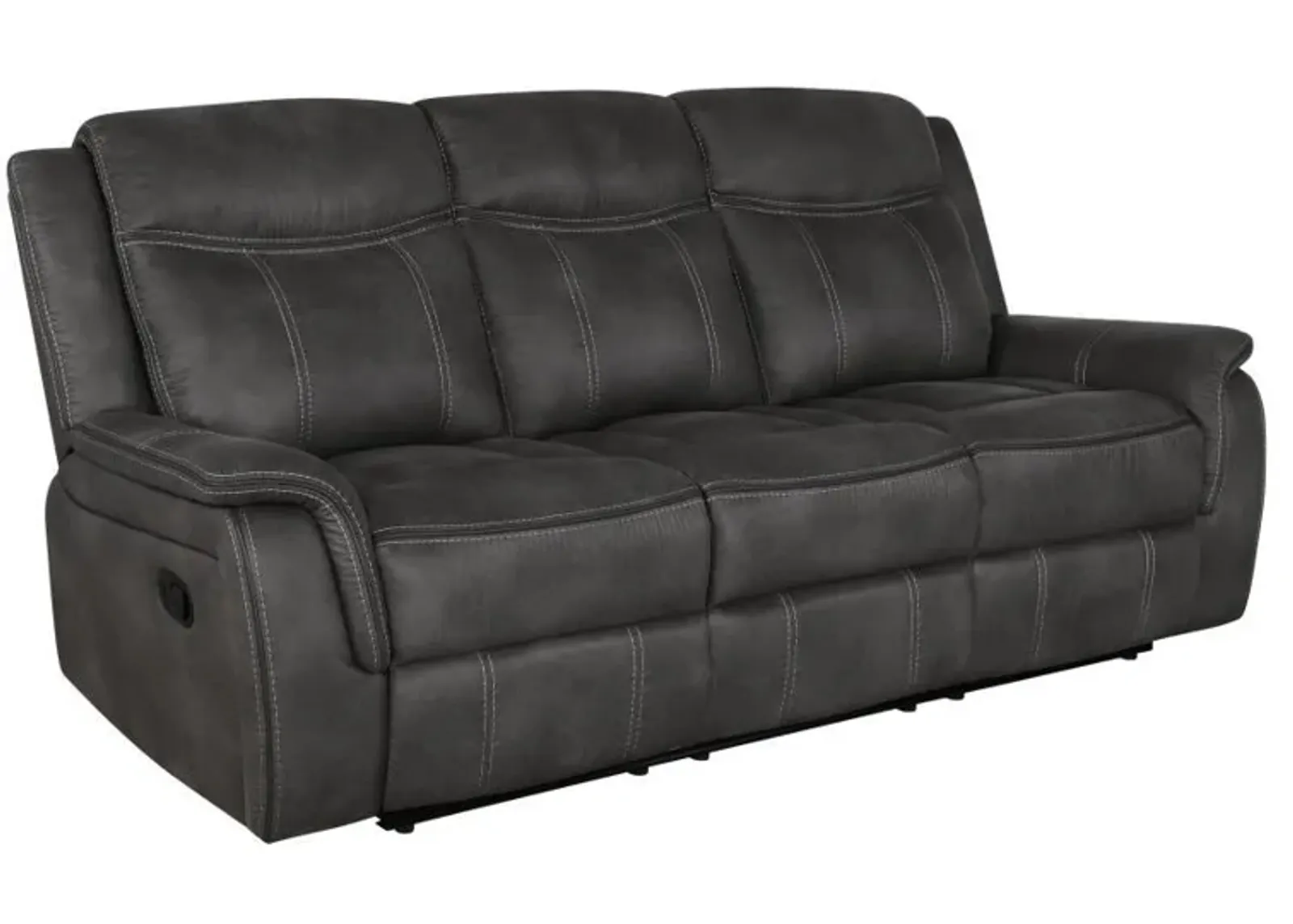 Lawrence - Upholstered Padded Arm Reclining Sofa - Charcoal