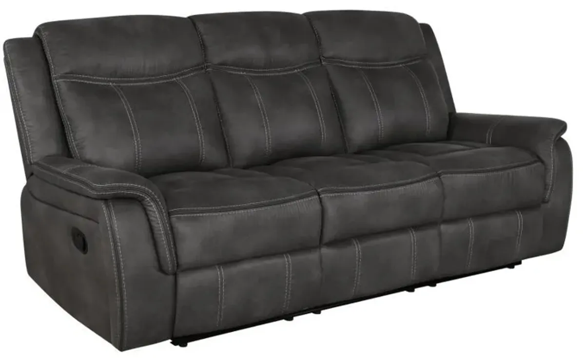 Lawrence - Upholstered Padded Arm Reclining Sofa - Charcoal