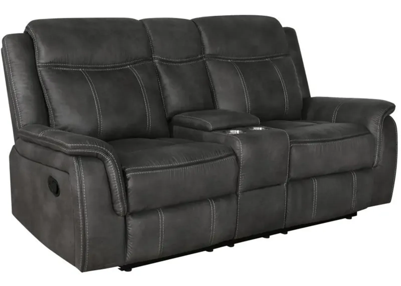 Lawrence - Upholstered Padded Arm Reclining Loveseat - Charcoal