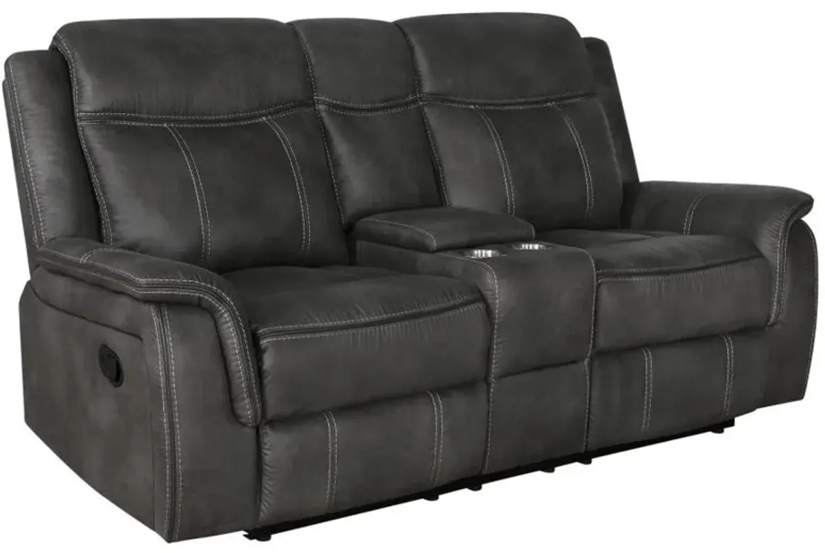 Lawrence - Upholstered Padded Arm Reclining Loveseat - Charcoal