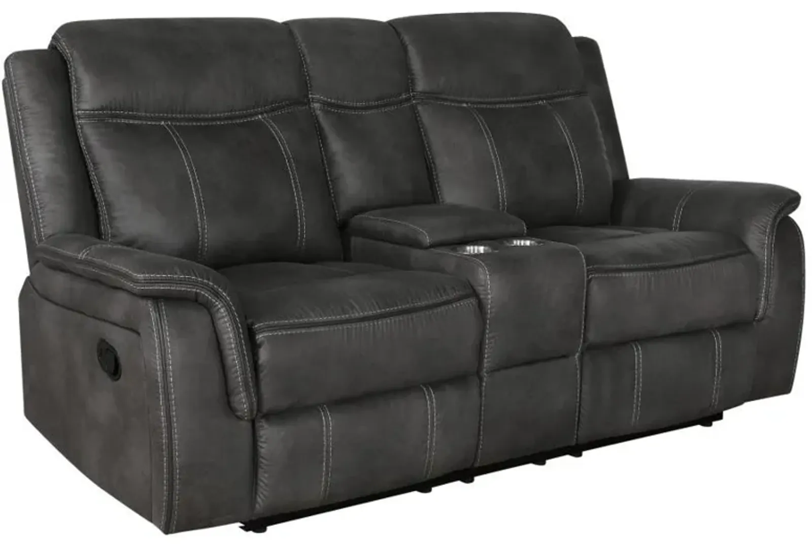 Lawrence - Upholstered Padded Arm Reclining Loveseat - Charcoal