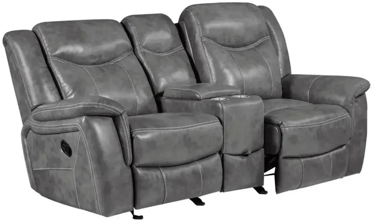 Conrad - Upholstered Padded Arm Glider Loveseat - Gray