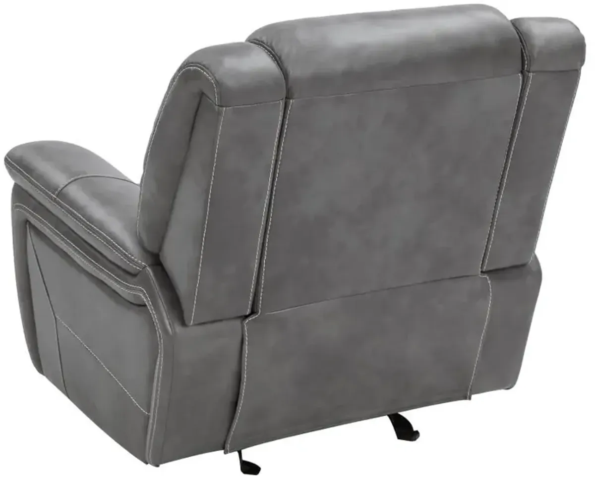 Conrad - Upholstered Padded Arm Glider Recliner - Gray