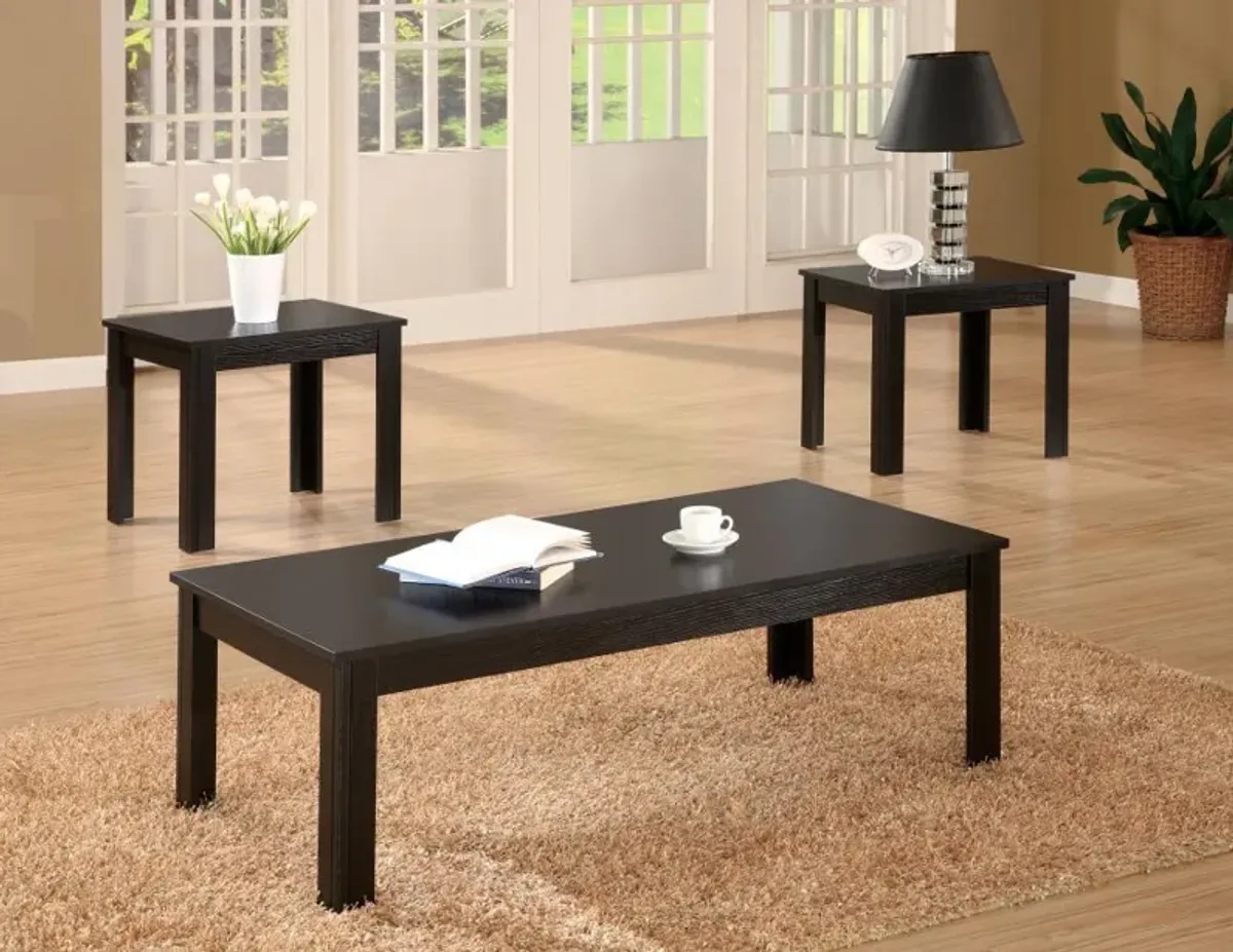 Elias - 3 Piece Engineered Wood Coffee Table Set - Black