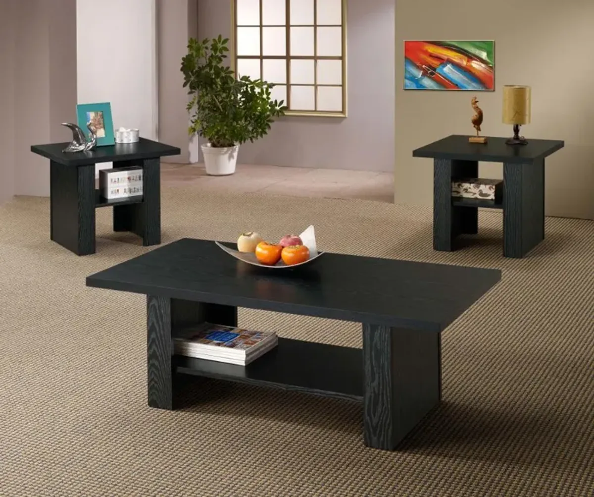 Rodez - 3 Piece Engineered Wood Coffee Table Set - Black Oak