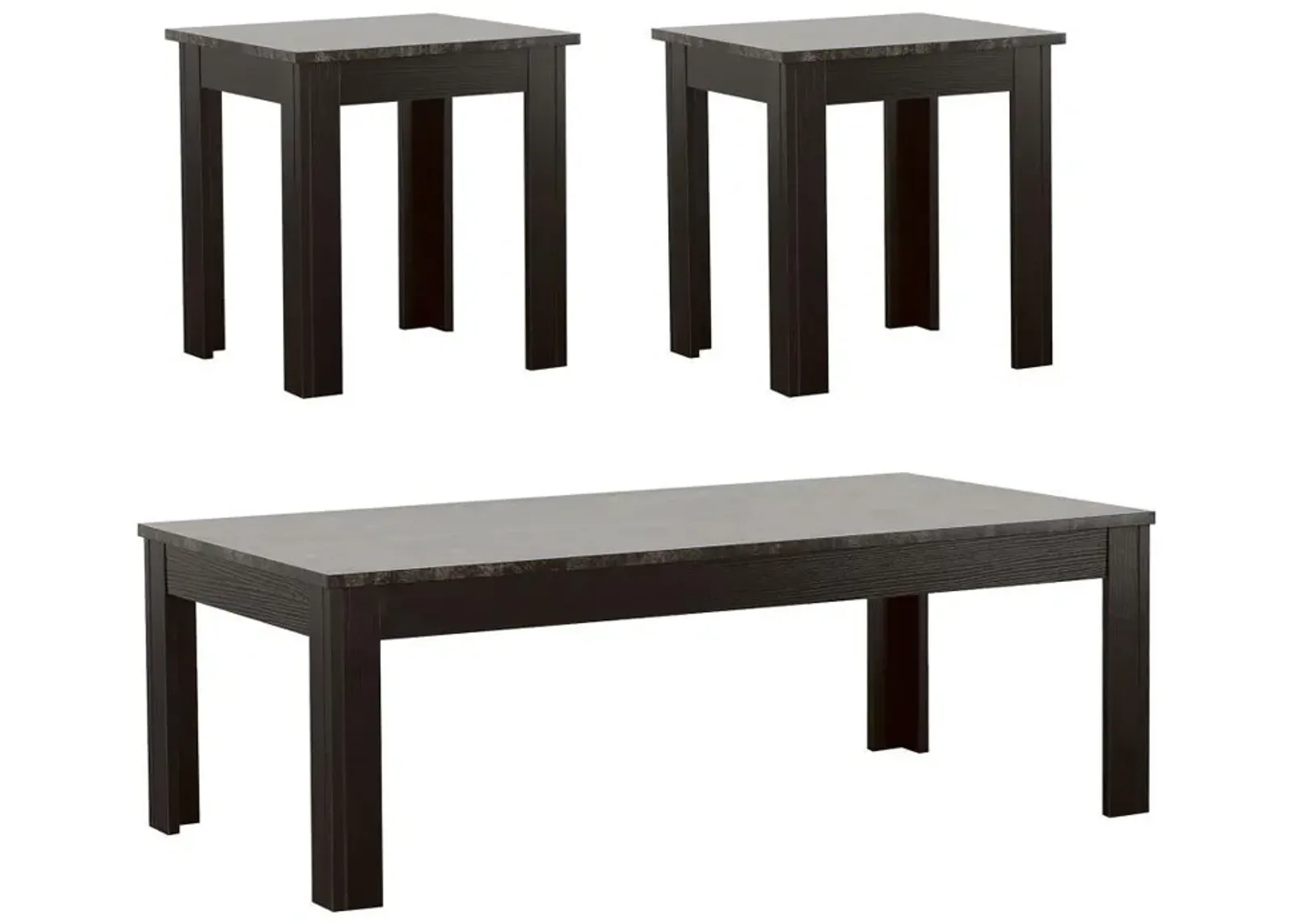 Rhodes - 3 Piece Faux Marble Top Coffee Table Set - Gray