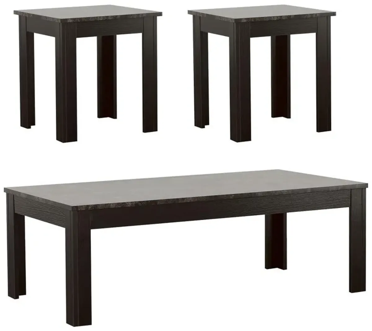 Rhodes - 3 Piece Faux Marble Top Coffee Table Set - Gray