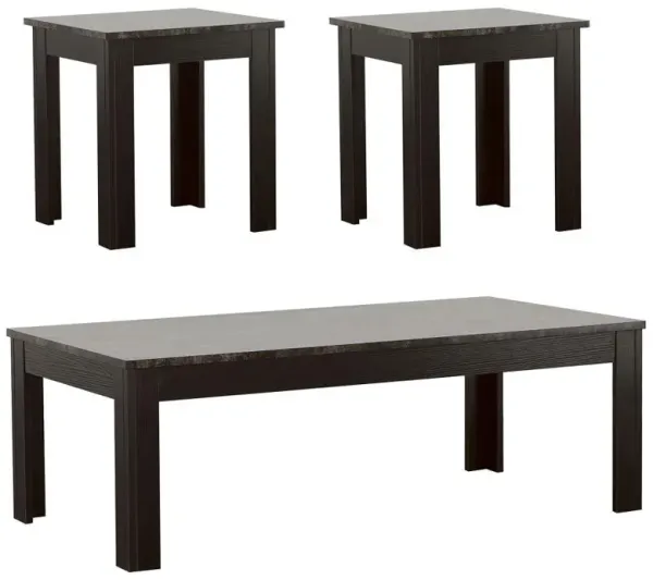 Rhodes - 3 Piece Faux Marble Top Coffee Table Set - Gray