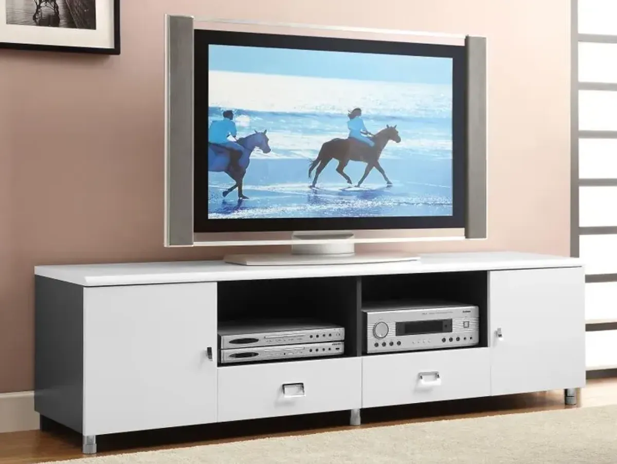 Burkett - 2 Door Engineered Wood TV Stand - White High Gloss