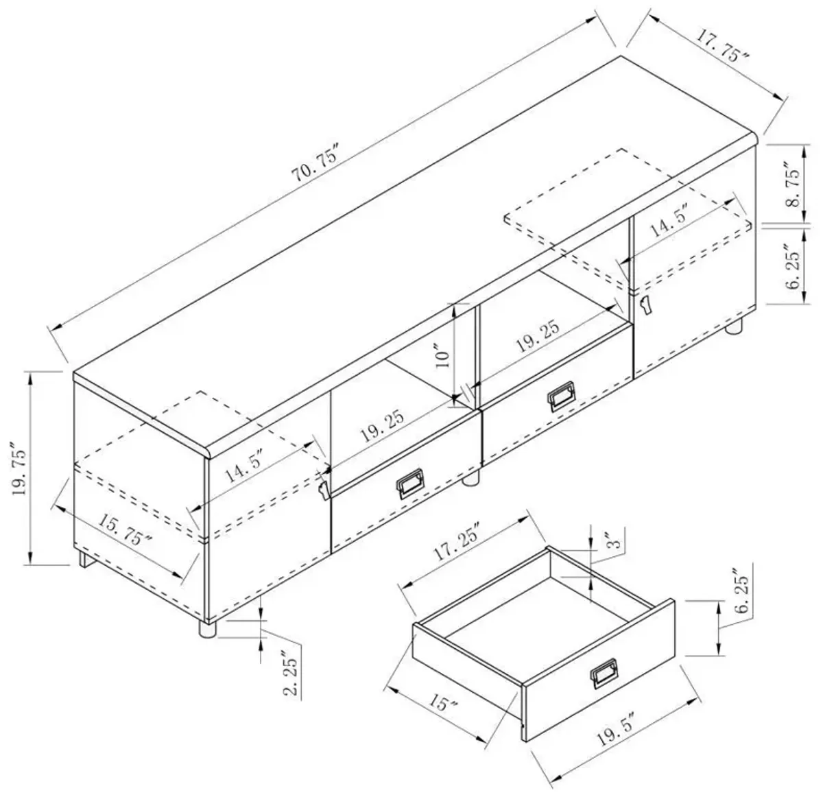 Burkett - 2 Door Engineered Wood TV Stand - White High Gloss