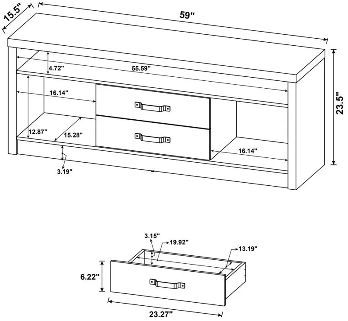 Burke - 2-Drawer Engineered Wood TV Stand - Gray Driftwood