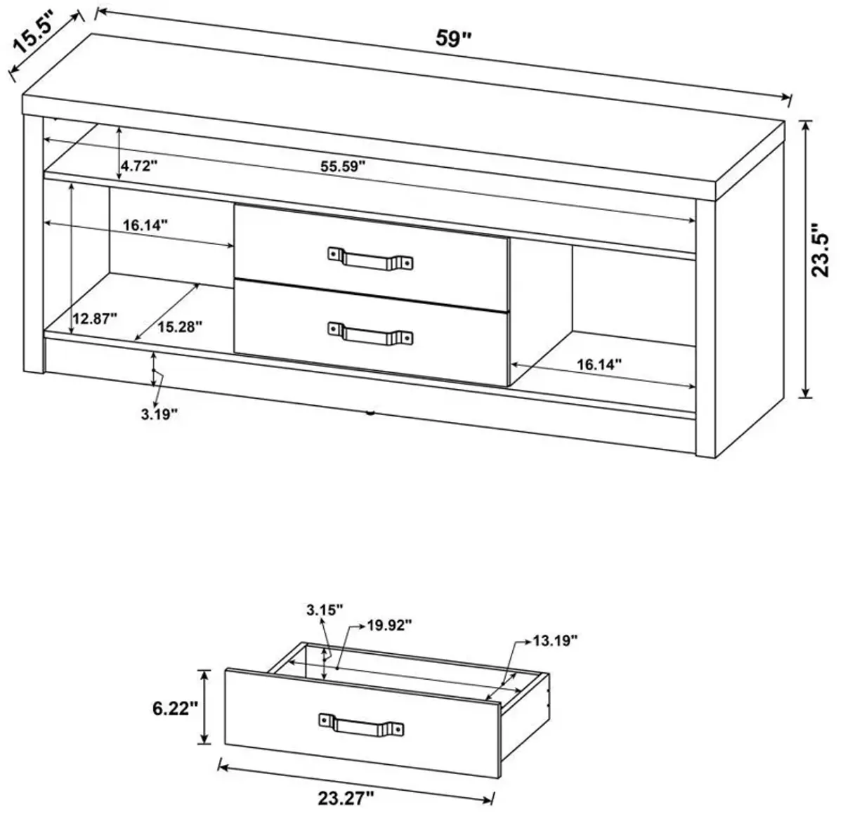 Burke - 2-Drawer Engineered Wood TV Stand - Gray Driftwood