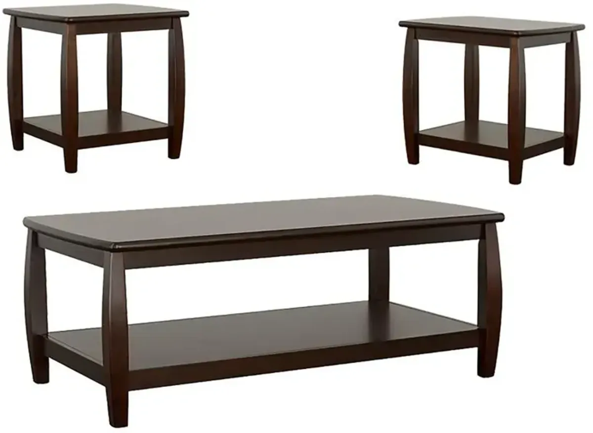 Dixon - 3 Piece Rectangular Wood Coffee Table Set Espresso - Cappuccino