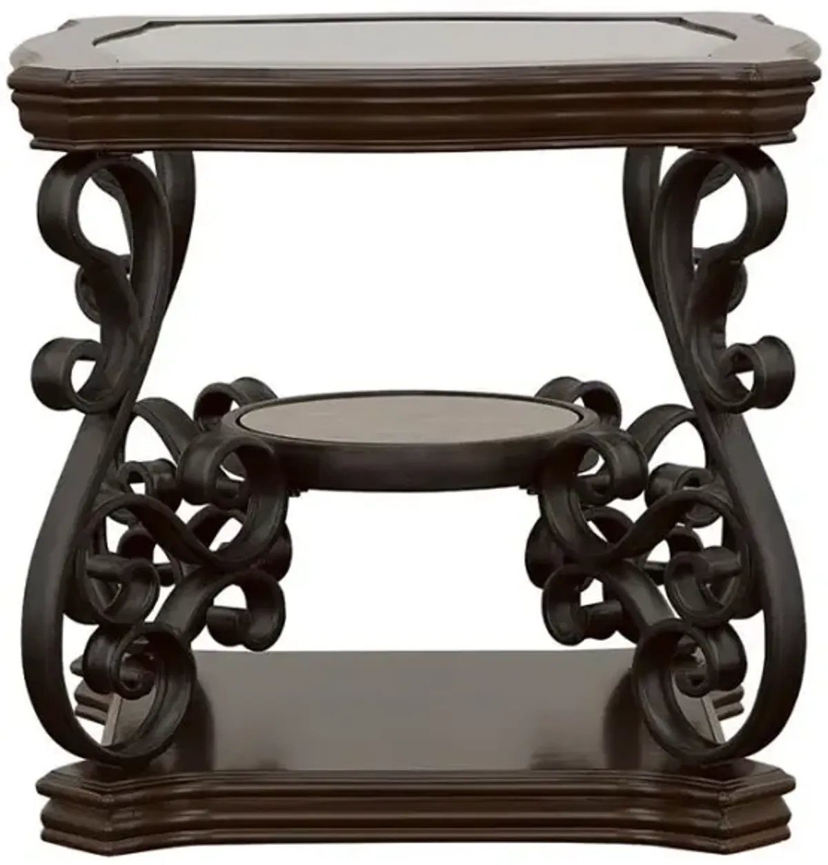 Laney - 1-Shelf Glass Top Rectangular End Table - Deep Merlot