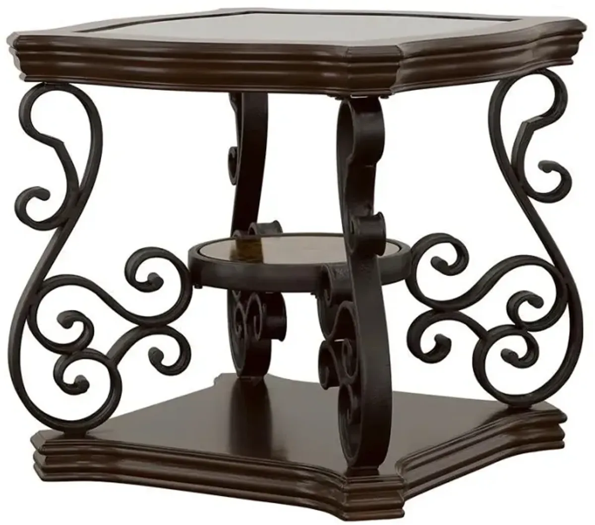 Laney - 1-Shelf Glass Top Rectangular End Table - Deep Merlot