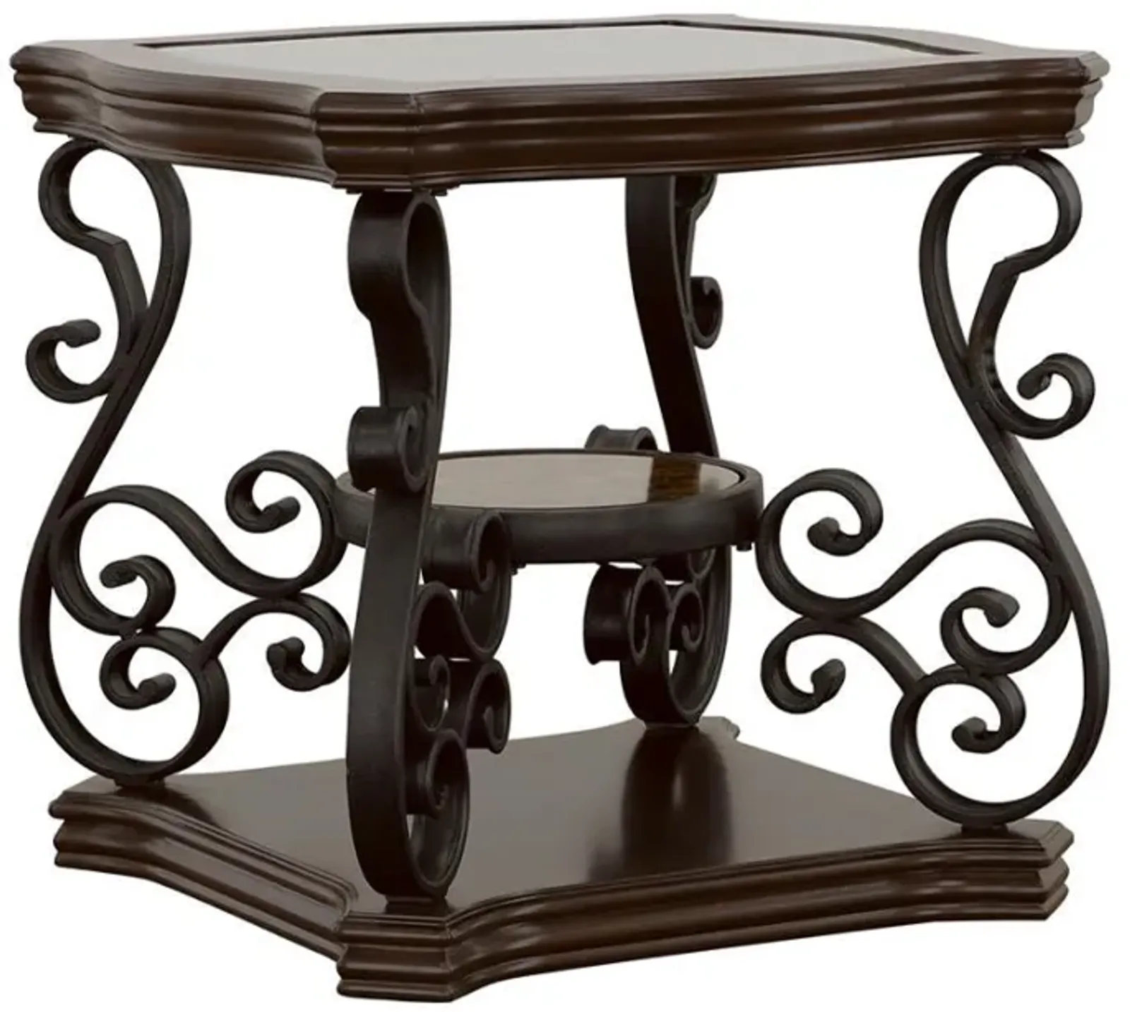 Laney - 1-Shelf Glass Top Rectangular End Table - Deep Merlot