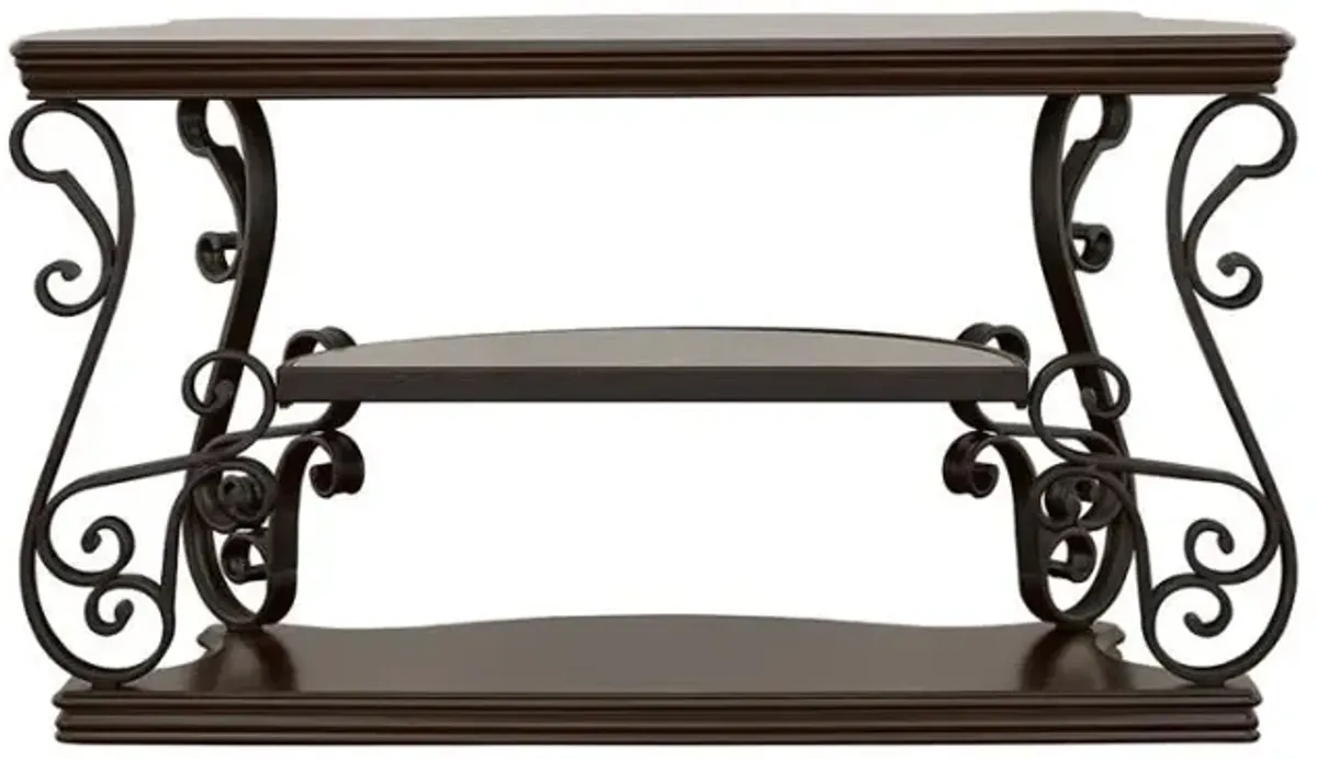 Laney - Scrollwork Entryway Sofa Console Table - Deep Merlot