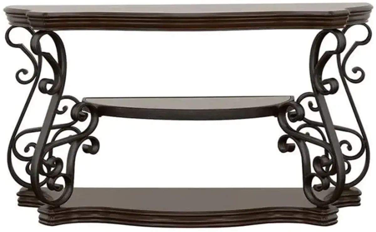 Laney - Scrollwork Entryway Sofa Console Table - Deep Merlot
