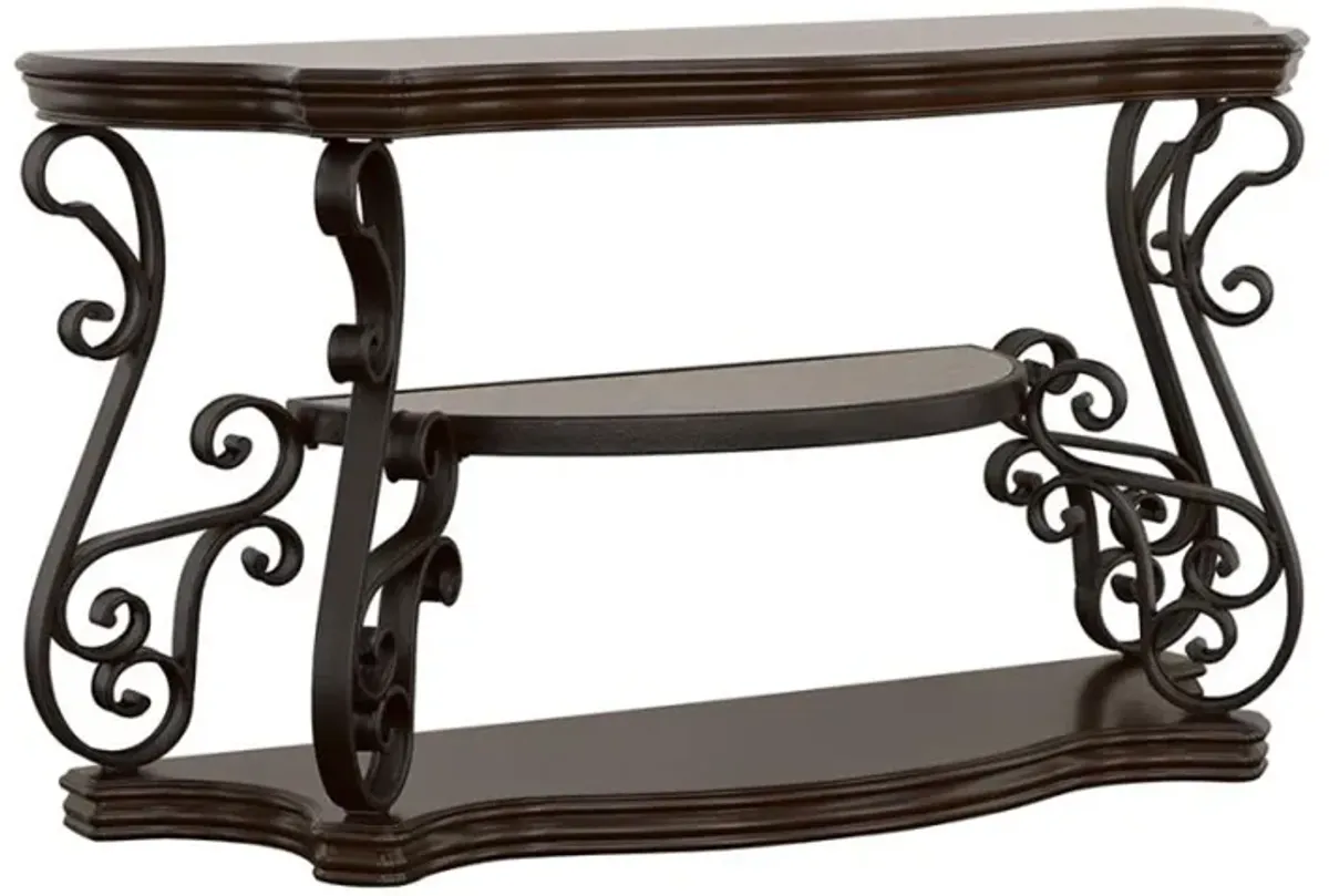 Laney - Scrollwork Entryway Sofa Console Table - Deep Merlot