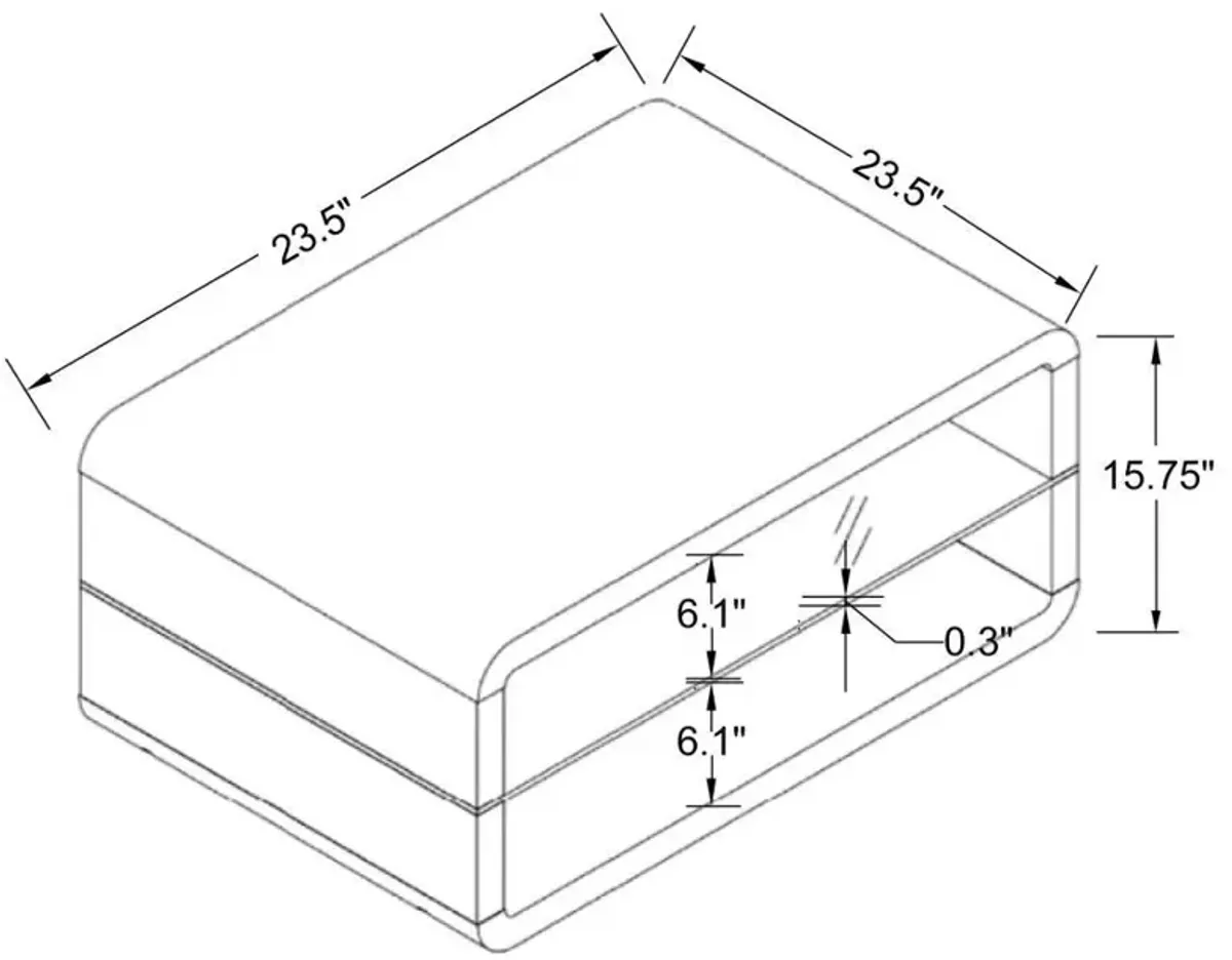 Elana - 1-Shelf Rectangular Side End Table - White High Gloss