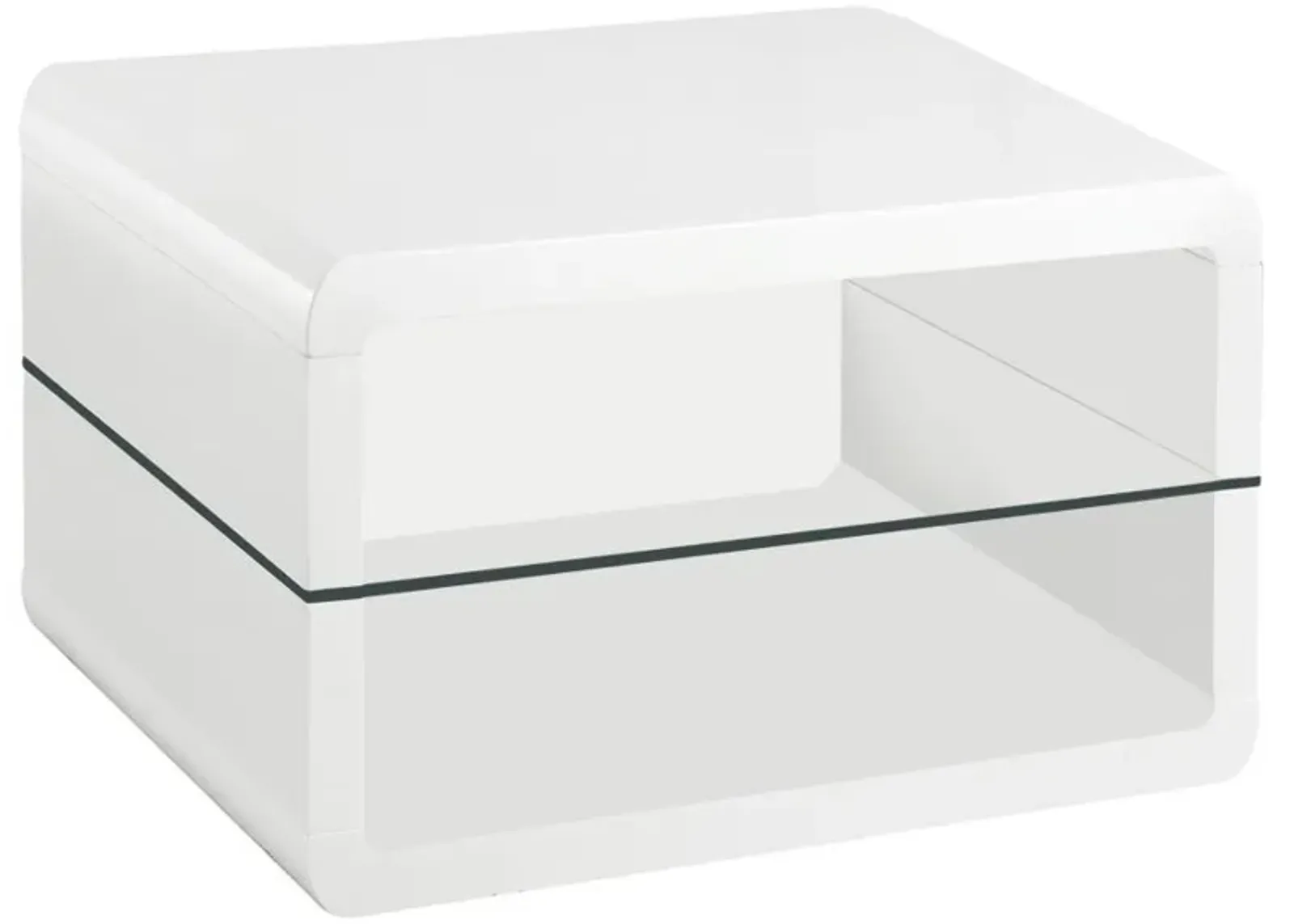 Elana - 1-Shelf Rectangular Side End Table - White High Gloss