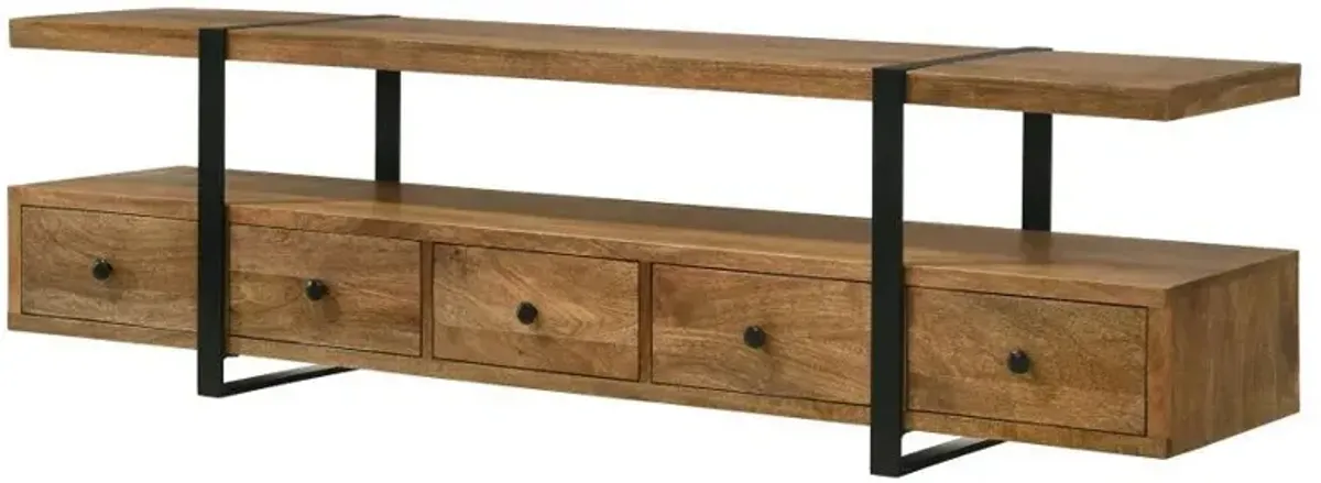 Otto - 5-Drawer Mango Wood TV Stand Media Console - Brown