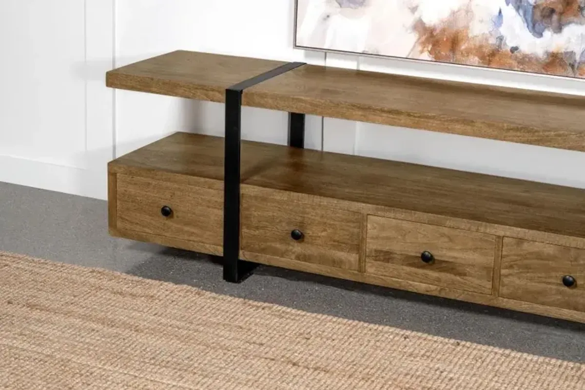 Otto - 5-Drawer Mango Wood TV Stand Media Console - Brown