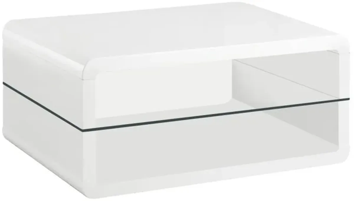 Elana - 1-Shelf Rectangular Coffee Table - White High Gloss