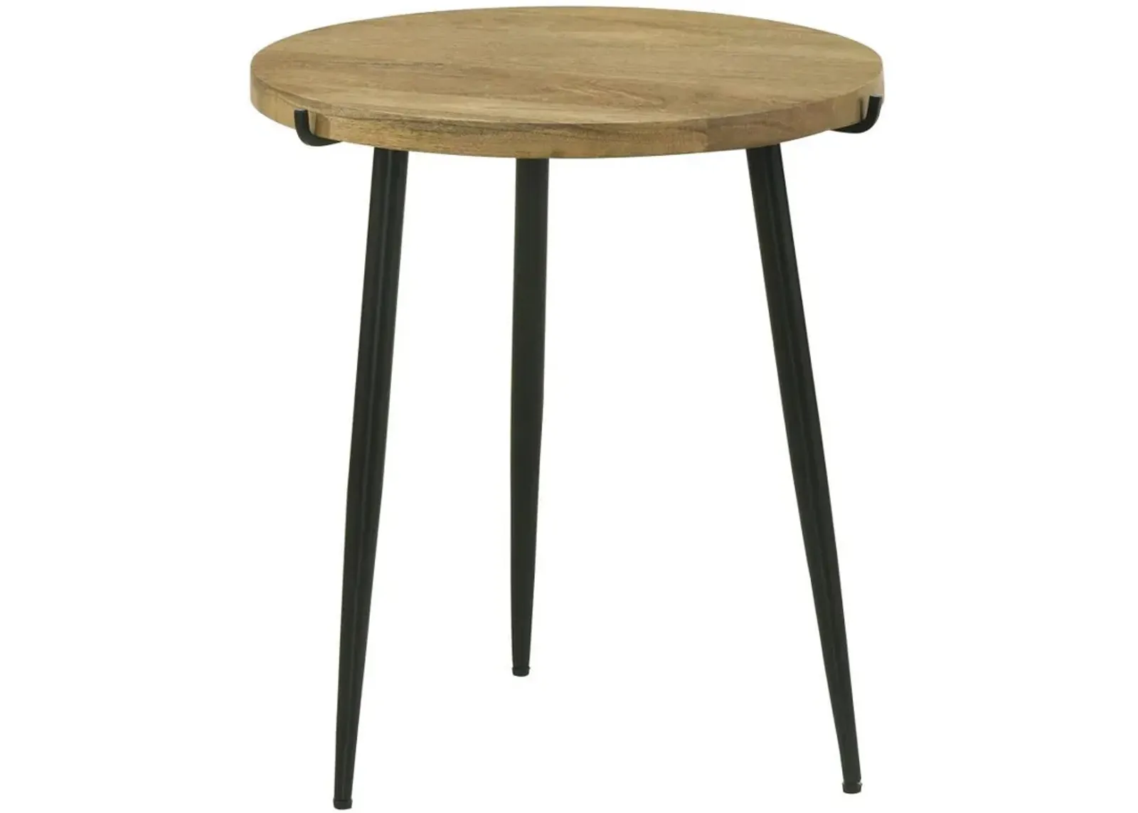 Pilar - Round Solid Wood Top End Table - Natural And Black