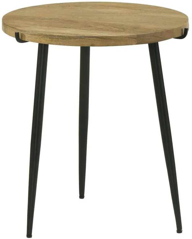 Pilar - Round Solid Wood Top End Table - Natural And Black