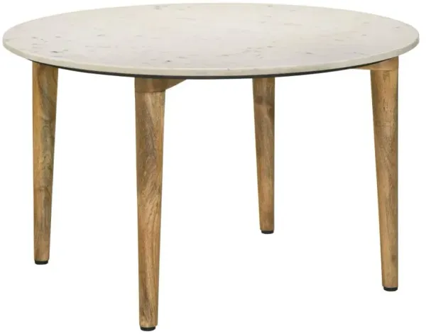 Aldis - Round Marble Top Coffee Table - White And Natural
