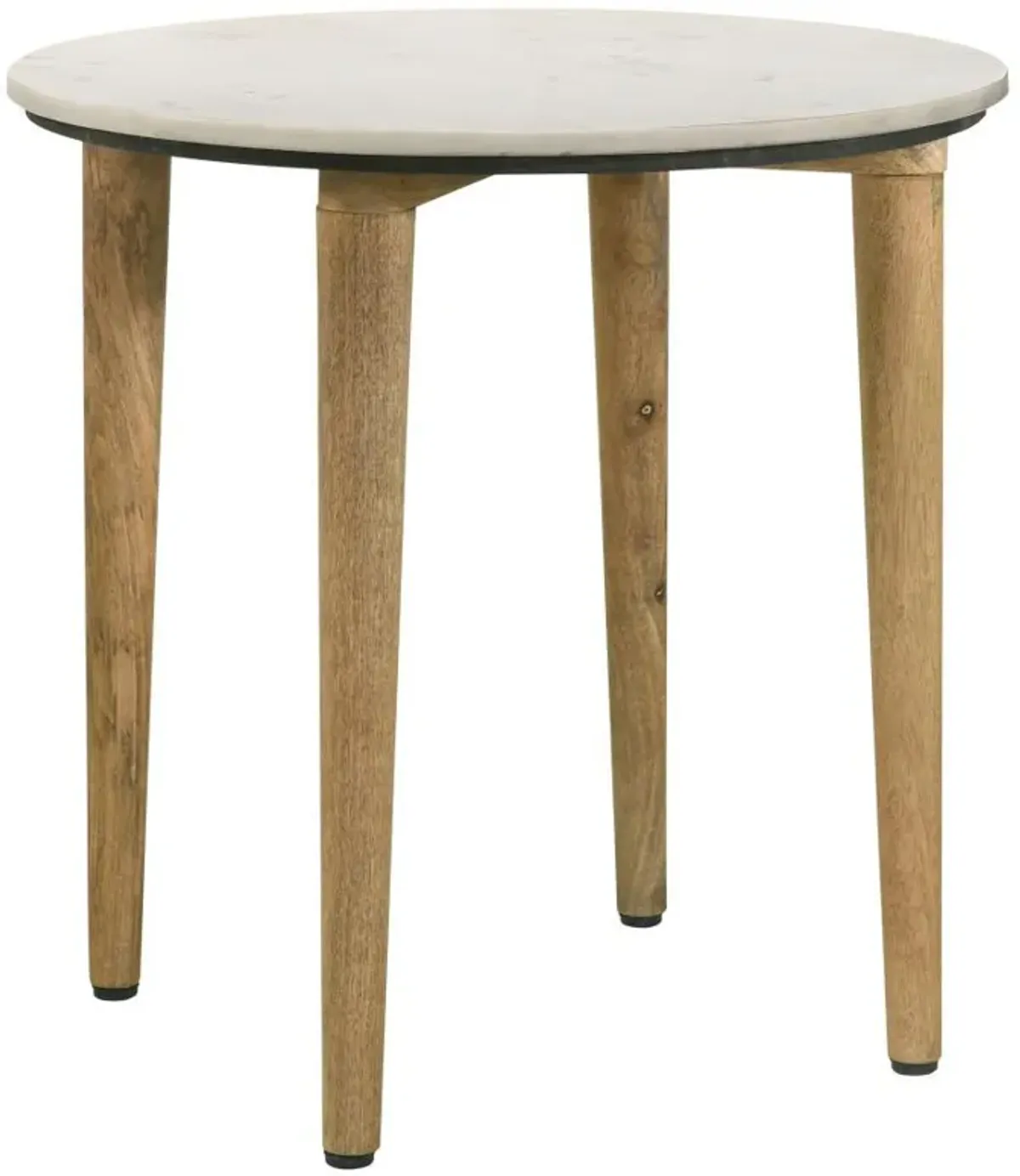 Aldis - Round Marble Top Side End Table - White And Natural