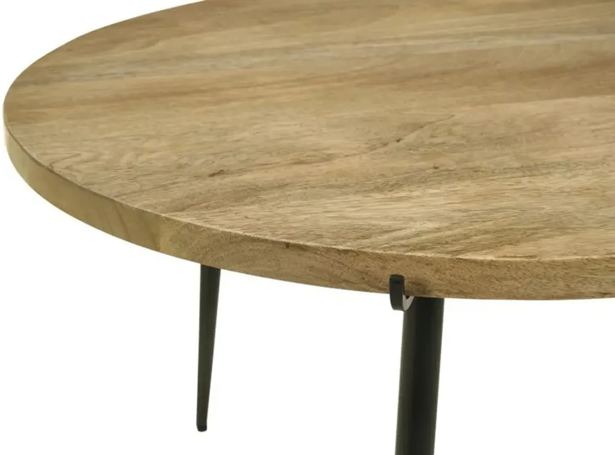 Pilar - Round Solid Wood Top Coffee Table - Natural And Black