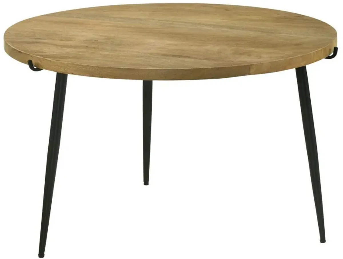 Pilar - Round Solid Wood Top Coffee Table - Natural And Black