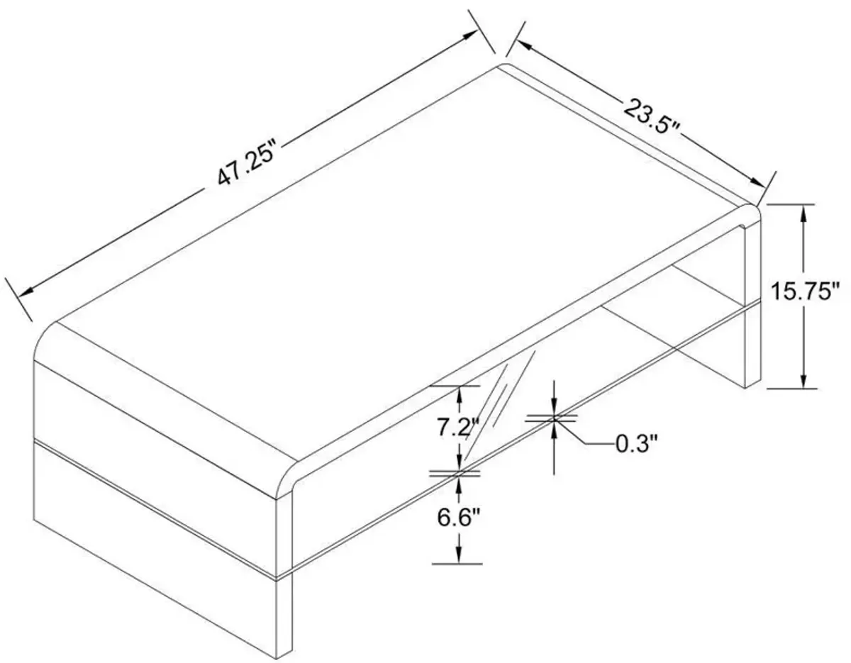 Airell - Rectangular Coffee Table With Shelf - White High Gloss