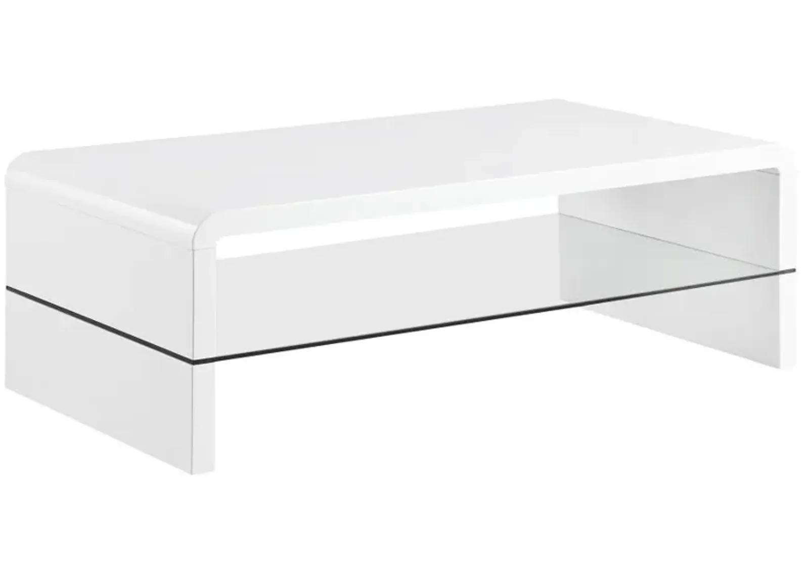 Airell - Rectangular Coffee Table With Shelf - White High Gloss