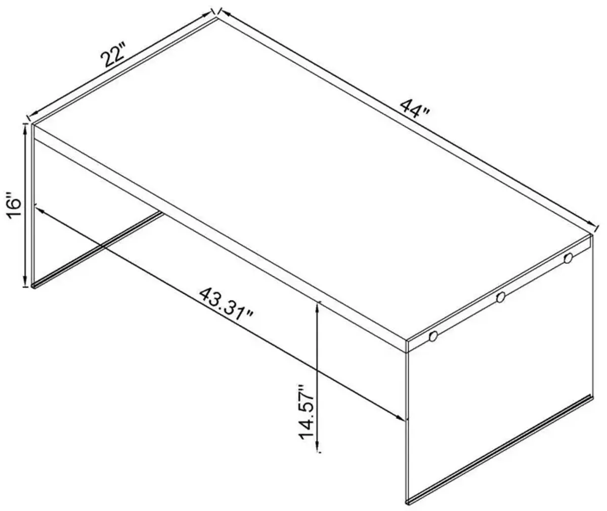 Opal - Rectangular Glass Frame Coffee Table - White High Gloss