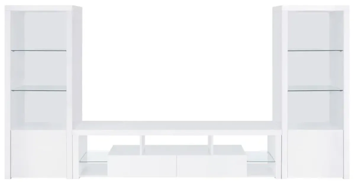 Jude - 2-Drawer Engineered Wood TV Stand - High Gloss White