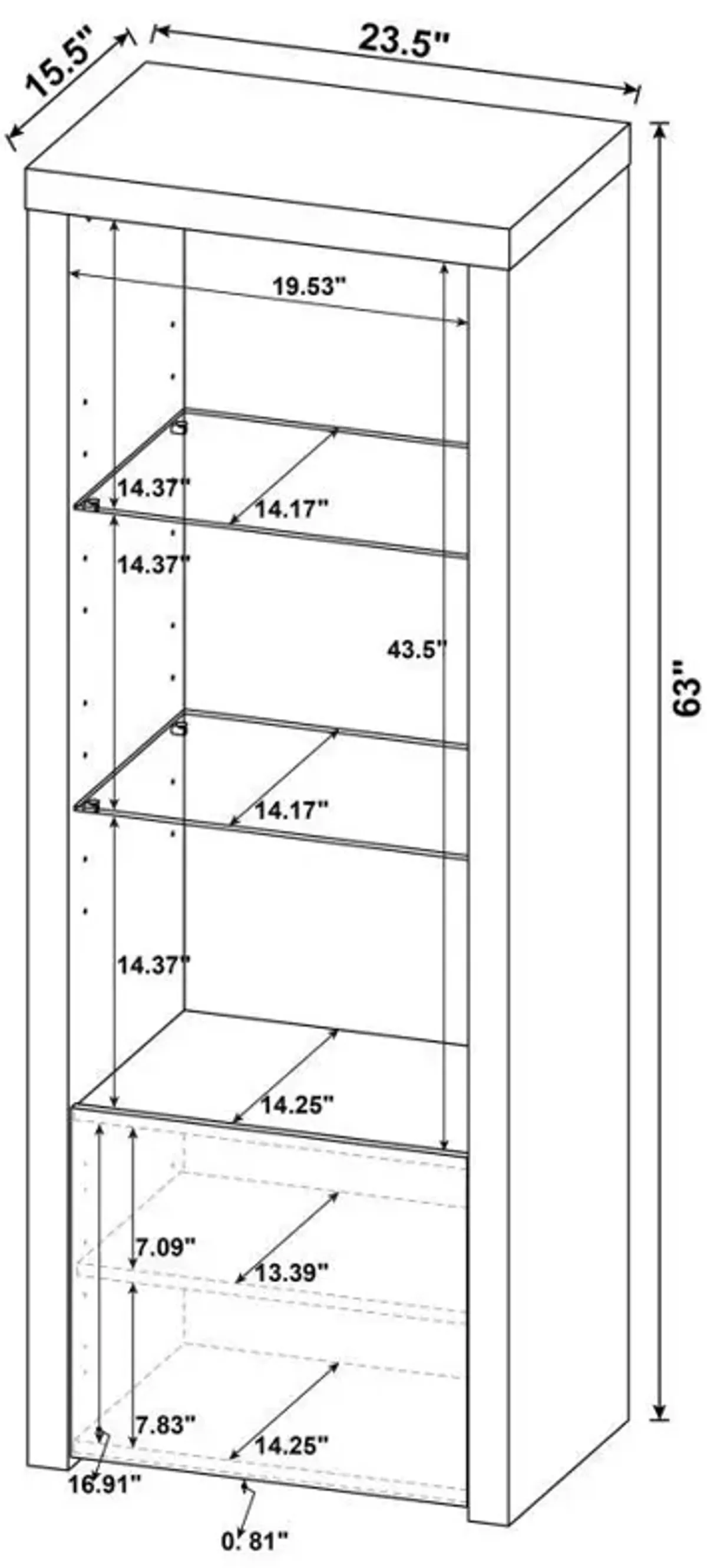 Jude - 3-Shelf Engineered Wood Media Tower - High Gloss White