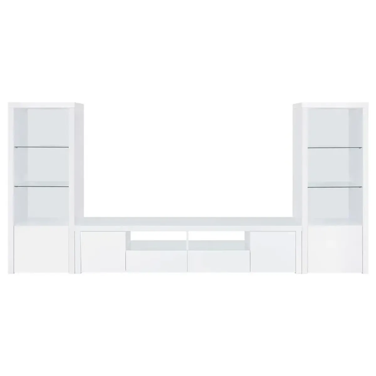 Jude - 3-Shelf Engineered Wood Media Tower - High Gloss White