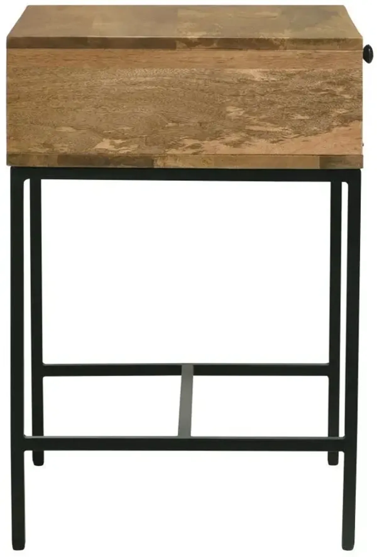 Stephie - Rectangular Side End Table With Storage - Honey Brown