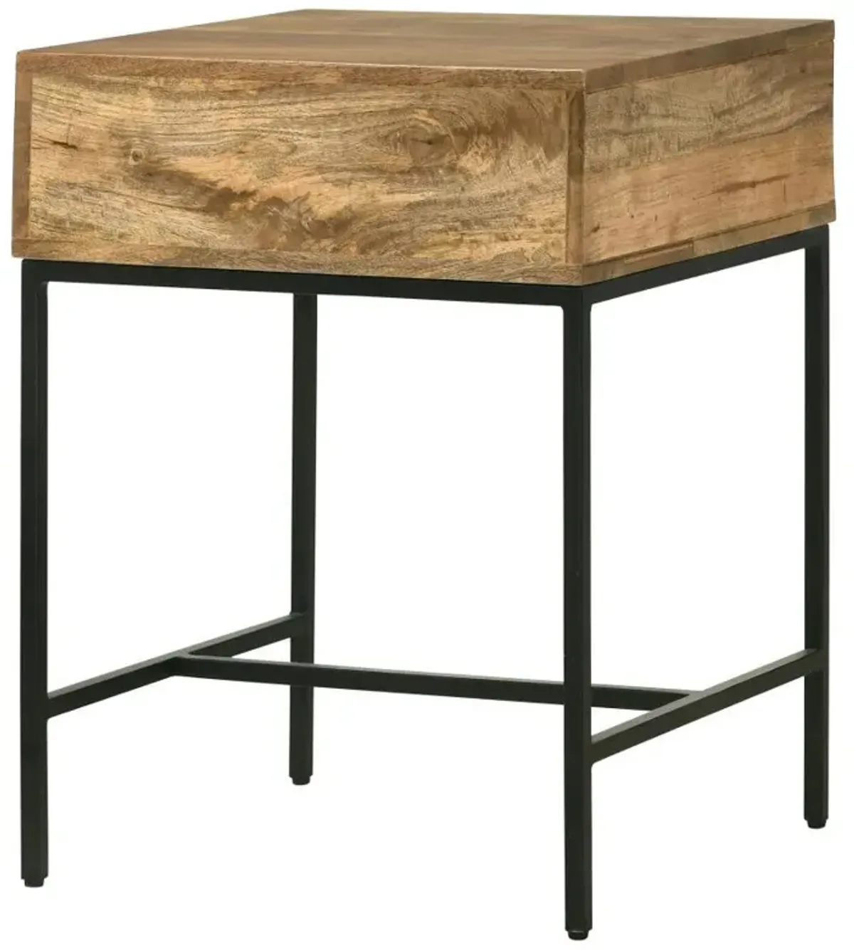 Stephie - Rectangular Side End Table With Storage - Honey Brown