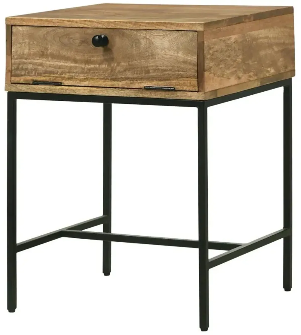 Stephie - Rectangular Side End Table With Storage - Honey Brown